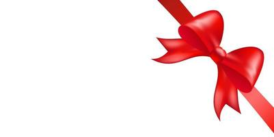 Shiny red color satin ribbon on white background vector