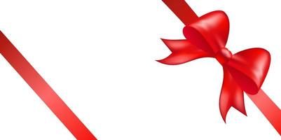 Shiny red color satin ribbon on white background vector