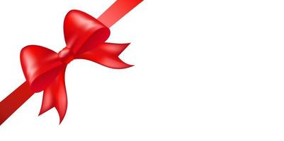 Shiny red color satin ribbon on white background vector