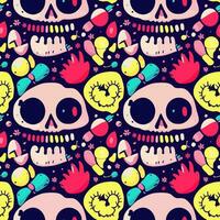 illustration Vector graphic colorful skull drawing seamless tile