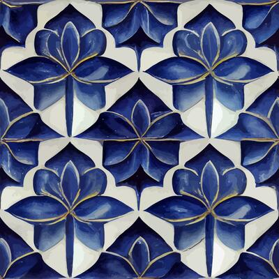illustration graphic of Portuguese azulejo pattern with Porcelain flower ceramic floral blue and white seamless perfect for scrapbooking, wallpaper, web background