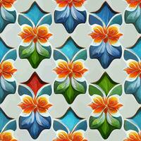 vector de ilustración de elegante flor de colores pintura art deco de azulejos sin costura buena para papel tapiz