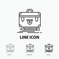 briefcase. business. financial. management. portfolio Icon in Thin. Regular and Bold Line Style. Vector illustration