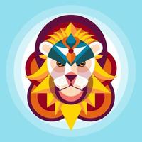 Lion head in colorful flat style creative artwork vector