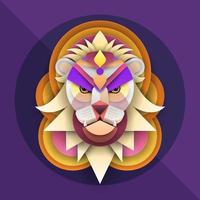 Lion face in colorful paper cut flat style creative artwork vector