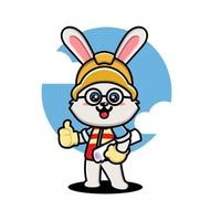 Cute rabbit construction worker cartoon vector