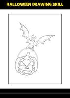 Halloween drawing skill for kids. Halloween drawing skill coloring page for kids. vector