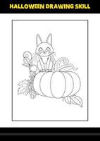 Halloween drawing skill for kids. Halloween drawing skill coloring page for kids. vector