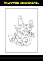 Halloween drawing skill for kids. Halloween drawing skill coloring page for kids. vector