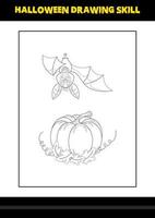 Halloween drawing skill for kids. Halloween drawing skill coloring page for kids. vector