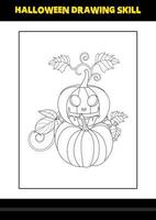 Halloween drawing skill for kids. Halloween drawing skill coloring page for kids. vector