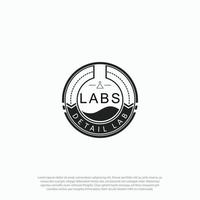 retro modern simple badge labs bottle for labs, laboratory or chemical logo design vector