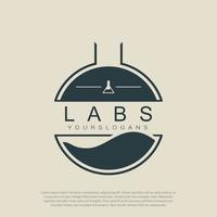 retro modern simple badge labs bottle for labs, laboratory or chemical logo design vector