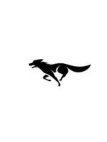 running wolf drawing logo design illustration vector
