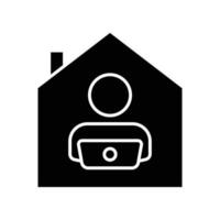 People line icon illustration with laptop at home. icon illustration related to work at home. Simple vector design editable