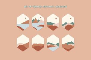 set of Terrain Abstract Landscape vector