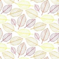 Precioso patrón de hojas de otoño en colores cálidos y claros, repetición perfecta. estilo plano de moda. ideal para fondos, ropa y diseño editorial, tarjetas, papel de regalo, decoración del hogar, etc. vector