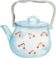 Kettle for water watercolor. vector