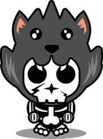 vector illustration of mascot costume cartoon character animal man wolf cute skull