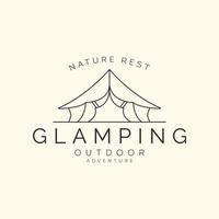 glamping minimalist line art vector logo template illustration design