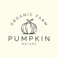 pumpkin with line art vector logo template illustration design, organic farm logo concept