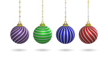 Christmas decoration set, collection of colorful hanging ball elements with various pattern motifs, vector