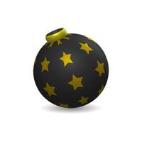 black hanging ball element christmas decoration with star pattern vector