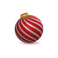 red hanging ball element christmas decoration with crooked line pattern vector