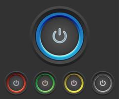 neon power buttons in 5 color vector