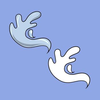 Set of image, silhouette, Big wave in cartoon style, vector illustration of water, splashes and drops on a colored background