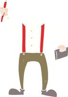 flat color illustration of a cartoon headless body with notepad and pen vector