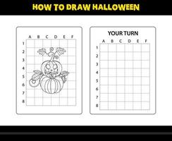 How to draw Halloween for kids. Halloween drawing skill coloring page for kids. vector