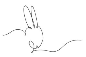 Easter bunny with heart continuous one line drawing. Rabbit simple image. Minimalist vector illustration.Print