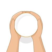 Glass of milk in cartoon style top view. vector