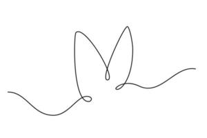 Easter bunny with heart continuous one line drawing. Rabbit simple image. Minimalist vector illustration.Print