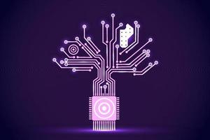 forma de árbol electrónico de placa de circuito. elementos vectoriales electrónicos para el diseño cibernético. vector