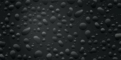Water drops on black background. Condensation of realistic pure rain droplets vector