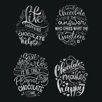 Chocolate hand lettering chalk quotes. vector