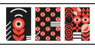 Bauhaus geometric design with eyes elements vector