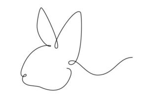 Easter bunny with heart continuous one line drawing. Rabbit simple image. Minimalist vector illustration.Print