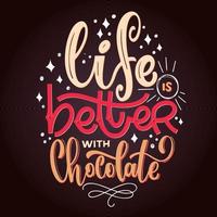 Chocolate hand lettering colorful  quote vector