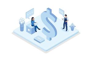 Passive income, Characters enjoying  successfully, isometric vector modern illustration