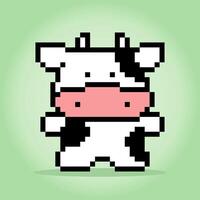 8 bit pixel of cow. Animals for game assets in vector illustrations. Cross Stitch Pattern Cow