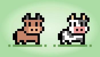 8 bit pixel of cow. Animals for game assets in vector illustrations. Cross Stitch Pattern Cow