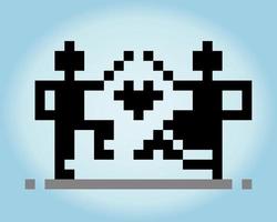 Male and female 8 bit pixels. People in pairs for cross stitch pattern in vector illustration.