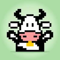 8 bit pixel of happy cow. Animals for game assets in vector illustrations. Cross Stitch Pattern Cow