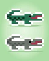 8 bit pixel crocodile image. Animals in vector illustration for retro games