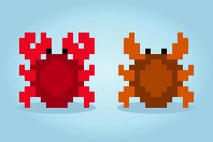 8 bit pixel crab image. Animals in vector illustration for retro games