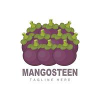 Mangosteen Logo Design, Fresh Fruit Vector for Skin Health, Fruit Shop Brand Illustration And Natural Skin Medicine