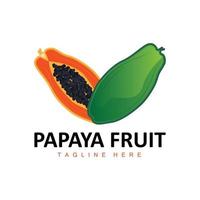 diseño de logotipo de papaya, vector de fruta de vitamina, icono de ilustración de marca de producto de fruta